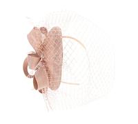 Homoyoyo Tocado para Mujer Fiesta de Té Diadema Fascinador de Malla Flores y Plumas Color Rosa Nude Ligero y Versátil para Banquete y Cóctel