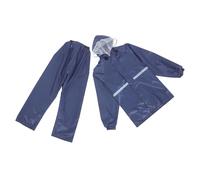 Homoyoyo Traje de Lluvia Reflectante de Doble Capa para Motocicleta y Ciclismo, Chaqueta y Pantalón Impermeables XXL Azul Oscuro Oxford Forro de Malla, Unisex para Uso Exterior