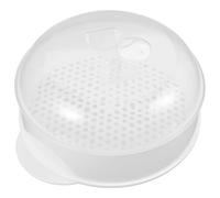 Homoyoyo Vaporera Redonda de Plástico para Microondas, Recipiente de Vapor con Tapa Transparente y Canasta de Drenaje, Utensilio Práctico para Cocinar al Vapor en Cocina Estilo Aleatorio