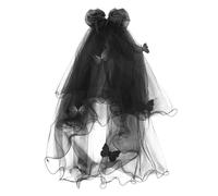 Homoyoyo Velo de Novia Negro de Ligero con Accesorio Reutilizable para Halloween Fiesta Gótica Boda y Despedida de Soltera Cómodo y Elegante