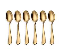 HOMQUEN Cucharas de café Dorado Brillante, cucharadas de café de Acero Inoxidable de 6 Piezas Cucharas de té, cucharas de Pastel Mini (cucharadas de Oro y café)