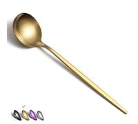 HOMQUEN Cucharas De Oro Mate, Paquete De 6, Cucharas Grandes De 8.1 Pulgadas, Cucharas De Sopa, Cucharas De Postre, Cucharas, Cubiertos Para El Hogar, Cocina O Restaurante