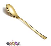 HOMQUEN Cucharas Doradas 6 Piezas, Cucharas De Acero Inoxidable De 8.1 Pulgadas, Cucharas De Sopa, Cucharas De Postre, Cucharas, Cubiertos Para El Hogar, Cocina O Restaurante