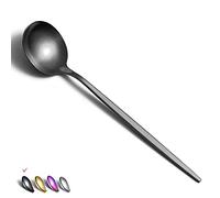 HOMQUEN Cucharas Negras Mate, Paquete De 6, Cuchara De Acero Inoxidable De 8.1 Pulgadas, Sopera Y De Postre, Cubiertos Para El Hogar, Cocina O Restaurante