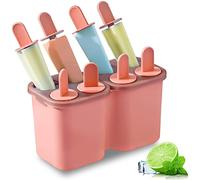 HOMQUEN Moldes Para Paletas, Molde Para Paletas De Hielo De 8 Piezas, Molde Para Helado Reutilizable De Fácil Liberación Para Niños, Moldes Para Paletas Caseras De Muchas Formas (8 Cavidades, Rosa)