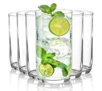 HOMQUEN Set de 6 Vasos de Alta Bola 400ml - Plástico Transparente PET, Ideales para Café Helado, Cerveza, Cóctel, Whisky, Soda, Té y Agua, Regalo Práctico