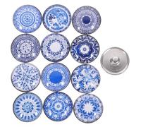 HOMSFOU 1 Juego Botones Decorativos De Vidrio Azul Para Joyería Y Manualidades Pack Para Creaciones Diy Y Embellecimiento De Ropa 24 Piezas