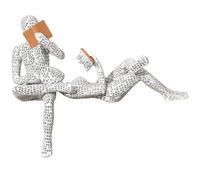 HOMSFOU 1 Juego Estatua del Pensador Abstracto Decoración Estatua del Pensador De Lectura Escultura De Personas Leyendo Figuras Sentado Pensando Estatua Resina Adornos Minimalista Mujer