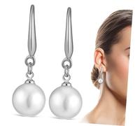 HOMSFOU 1 Par Pendientes De Perlas Falso Real Dulce Nupcial Pendientes De Aro Perla Mujer Lágrima Colgado Pequeño De Moda Elegantes Joyería De Boda Cobre