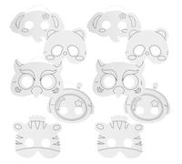 HOMSFOU 10 Unidades Máscaras de Papel DIY para Pintar Diseño de Animal y Búho, Material Blanco para Manualidades Artísticas y Festivales, Cultivando Habilidades Creativas
