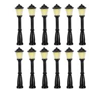 HOMSFOU 12 Farolas Modelo Miniatura de Resina para Decoración de Parques, 12 Piezas de Lámparas de Jardín Modelo para Mini Paisajes y Casas de Muñecas, Luces Decorativas Interiores