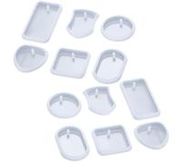 HOMSFOU 12 Moldes de Silicona para Resina Epoxi y Manualidades DIY Set de 12 Piezas Moldes para Colgantes y Llaveros Corazón Escudo Óvalo Círculo Rectángulo Cuadrado Resistentes