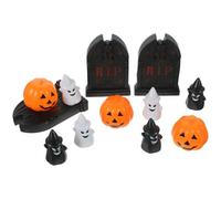 HOMSFOU 12 Piezas Decoración de Halloween Reutilizable de Plástico Diseño de Calabaza y Tumba para Fiestas y Hogares, Adorno de Mesa Espeluznante y Fiable