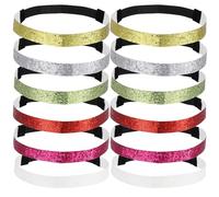 HOMSFOU 12 Piezas Diadema Elástica Brillante de Tela Purpurina para Mujer y Niña, Accesorio Pelo que Mantiene el Cabello Cara en Festivales Aplicar Mascarilla Color Aleatorio