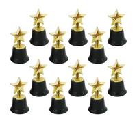 HOMSFOU 12 Piezas Trofeo de Plástico Multifunción Deportivo en Forma de Estrella Dorado Pequeño para Competencias y Premios Escolares Infantiles
