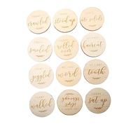 HOMSFOU 12piezas Tarjetas De Crecimiento De Bebés Madera Discos Conmemorativos para Fotografía De Recién Nacidos Prop De Estudio Grosor