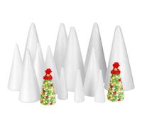 HOMSFOU 15 conos de espuma para árbol de poliestireno blanco en forma de cono de espuma floral de espuma para árbol de Navidad, centros de mesa de árbol de Navidad, accesorios para arreglos florales