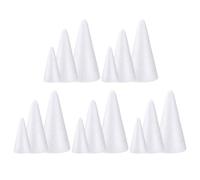 HOMSFOU 15 conos de espuma para manualidades, 7 cm + 10 cm + 15 cm, conos de espuma en forma de cono, para artes y manualidades, árbol de Navidad, boda, cumpleaños, proyecto de manualidades