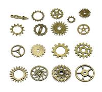 HOMSFOU 17 Piezas Dijes de Engranajes Vintage de Aleación para Fabricación de Joyas Diy Accesorios de Reloj Steampunk Bronce Antiguo