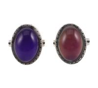 HOMSFOU 2 Anillos de Humor Ovalados para Mujer con Piedra Que Cambia de Color, Aleación de Zinc y Acrílico, Ajustables, Estilo Vintage para Ocasiones Obsequios y Reuniones