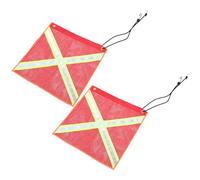 HOMSFOU 2 Banderas Rojas Reflectantes de Seguridad para Remolques y Vehículos, Hechas de Pvc Resistente al Clima, 46x46cm, Ideales para Conducción Nocturna y Construcción