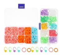 HOMSFOU 2 Cajas de Marcadores de Crochet de Plástico Portátiles, 10 Compartimentos 120 Piezas y 480 Anillos de Tamaños Pequeño, Mediano y Grande, Accesorios para Tejer y Manualidades DIY