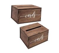 HOMSFOU 2 piezas Caja de Madera para Tarjetas de Boda con Ranura para Dinero Organizador Multifuncional para Recepción Fiesta Cumpleaños Shower Decorativa
