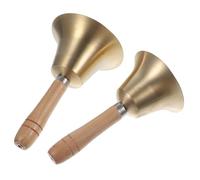 HOMSFOU 2 piezas Campana de Mano Metálica con Mango de Madera para Restaurantes Bodas y Fiestas Navideñas Timbre Decorativo para