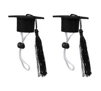 HOMSFOU 2 Piezas Gorro de Graduación para Mascotas Hecho de Fieltro Negro con Diseño de Doctorado, Adecuado para Fiestas de Graduación Vestir a Perros y Erizos