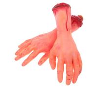 HOMSFOU 2 Piezas Mano Falsa de PVC y Vinilo para Decoraciones de Halloween, Accesorio Aterrador para Casas Embrujadas y Utilería de Bromas de April Fool's Day