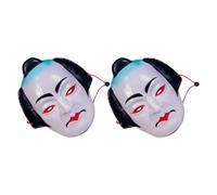 HOMSFOU 2 Piezas Máscara Samurai Japonesa de Cosplay Disfraz Completo de Teatro Tradicional para Hombre y Mujer Accesorios Teatrales Artesanales con Detalles Realistas y Pintura Manual
