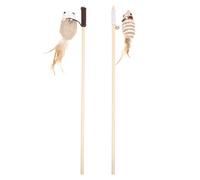 HOMSFOU 2 Piezas Palo de Gato Forma de Ratón para Ejercicio E Interacción | PVC y Felpa, Varita Interactiva para Gatos, Estimula el Instinto Natural y Reduce la Soledad Color Aleatorio