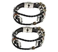 HOMSFOU 2 Piezas pulsera paquete reloj inteligente banda de reloj de moda relojes para hombres ver suministros muñequera relojes mujer Correa de reloj correas de reloj de mujer cuero Black