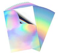 HOMSFOU 20 hojas Papel Adhesivo Holográfico Manualidades Autoadhesivas para Proyectos de DIY y Creaciones Artísticas