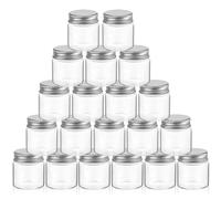 HOMSFOU 20 Piezas 20 Mini Botes De Cristal Con Tapa Hermética 47 * 50 50ml Recipientes Pequeños Con Tapa Pequeña Botella De Vidrio Lata De Tarro De Sello Botella De Budín Tapa De Aluminio