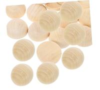 HOMSFOU 20 Piezas Parche de semi-sphere hemu redondo medio sin terminar para joyería media perlas guirnalda de bricolaje madera media cuenta perlas de bricolaje de madera
