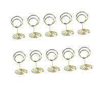 HOMSFOU 20 piezas Porta Notas Metal Memo Holder con Base Clips de Mesa Altura para Oficina y Decoración Festiva Soporte para Fotos Números de Mesa y Tarjetas Color Dorado