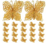 HOMSFOU 24 Decoraciones De Mariposas con Purpurina para Árbol De Navidad Adornos De Mariposas Huecas Decoración Festiva para Hogar Manualidades DIY para Navidad