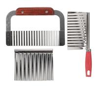 HOMSFOU 3 Piezas Cortador Ondulado de Patatas de Acero Inoxidable Fácil de Usar Mango Ergonómico para Cortar Frutas y Verduras en Rodajas y Tiras Uniformes Color Aleatorio