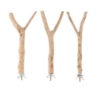 HOMSFOU 3 Piezas de Perchas de Madera Natural para Loros, Poste de Soporte para Pájaros Pequeño, Mediano y Grande, Juguete para Moler Picos y Uñas, Accesorio para Jaulas