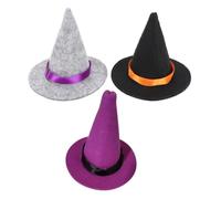 HOMSFOU 3 Piezas Sombrero de Bruja Pequeño para Botella de Vino de Halloween, Accesorios Decorativos de Fieltro, Tapa Práctica y Elegante para Fiesta y Ambiente Festivo