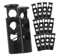 HOMSFOU 30 Piezas Cierres de Cuerda Ajustables con Muelle Bloqueo Práctico para Cordones Diseño de Doble Orificio Aleación de Zinc para Cordones de Mochila Ropa y Tiendas Color Negro
