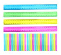 HOMSFOU 32 Piezas Regla de Plástico Coloridas Ruler Aesthetic para Dibujo y Medición Escolar Herramienta de para Estudiantes y Profesionales