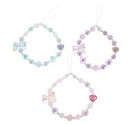 HOMSFOU 3piezas Correa de Lazo para Teléfono Cordón de Cuerda Dije de Cuentas Bonito Colgante de Plástico para Teléfono Móvil para Mujeres y Niñas Preventa de Pérdida