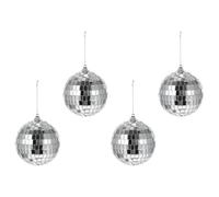 HOMSFOU 4 Piezas Bola de Espejos de Discoteca de Vidrio Plateado Diseño Clásico para Decoración de Fiestas y Escenarios, Adecuado para Pistas de Baile y Festivales Musicales