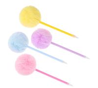 HOMSFOU 4 Piezas Bolígrafo con Pom Pom Esponjoso Bolígrafo Decorativo Kawaii para Estudiantes de Oficina y Papelería