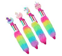 HOMSFOU 4 Piezas Bolígrafos de Peluche para Bolígrafos de Punta de Presión Perfectos para Manualidades Escritura y Dibujo Lindo Diseño de Unicornios para Estudiantes y Scrapbooking