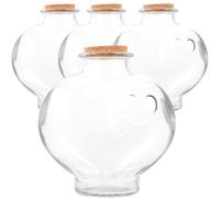 HOMSFOU 4 Piezas Botellas de Vidrio Tapón de Corcho en Forma de Corazón de Durazno, Botellas Vacías para Decoración de Bodas y Fiestas Capacidad para Arena y Mensajes