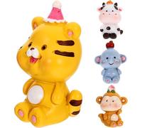 HOMSFOU 4 Piezas Decoración de Pastel Forma de Animal en Miniatura de Resina Ligera y Resistente al Desvanecimiento para Cupcakes y Tartas de Cumpleaños Infantiles