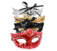 HOMSFOU 4 Piezas Máscara de Medio Rostro Plástico, Fácil de Respirar y Comunicar, Adecuado para Fiestas de Baile y Maquillaje de Escenario
